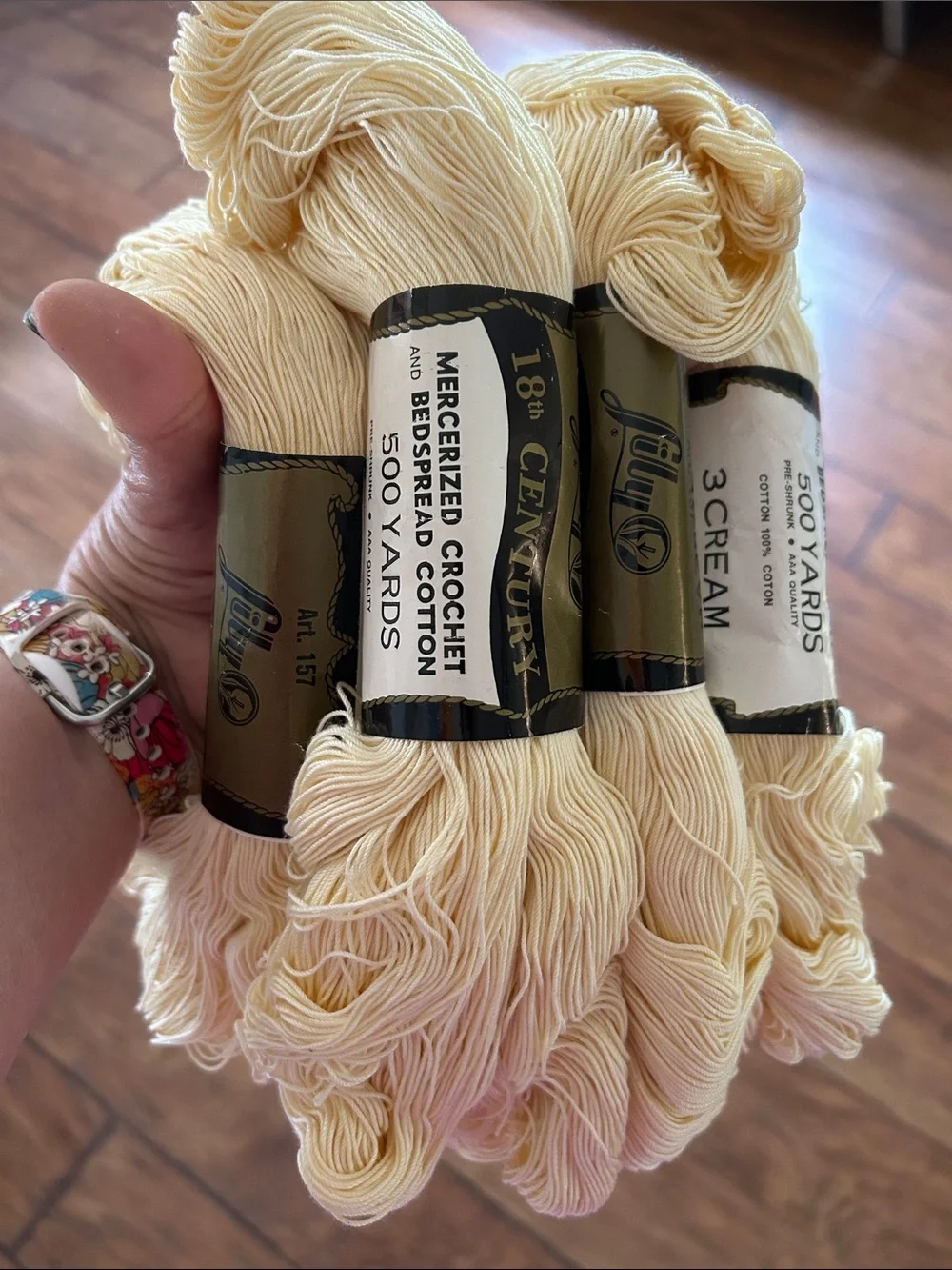 Lily Mills mercerized crochet and bedspread cotton skeins x4 100% cotton yarn